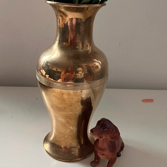 Vintage Large Brass Vase - MCM Large Brass Vase - Picture 6 of 7